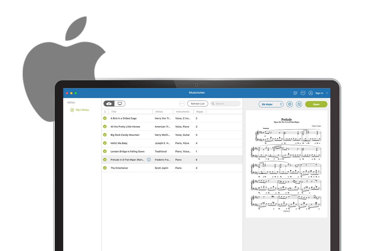 Mac上的Musicnotes应用程序